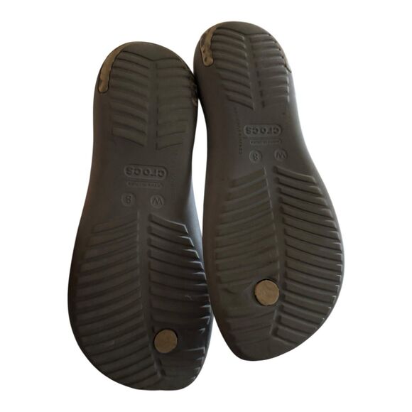 Crocs Women’s Sexi Serena Thong Sandals Cheetah Gray Shoes Flat Thong Size 8 - Picture 4 of 9